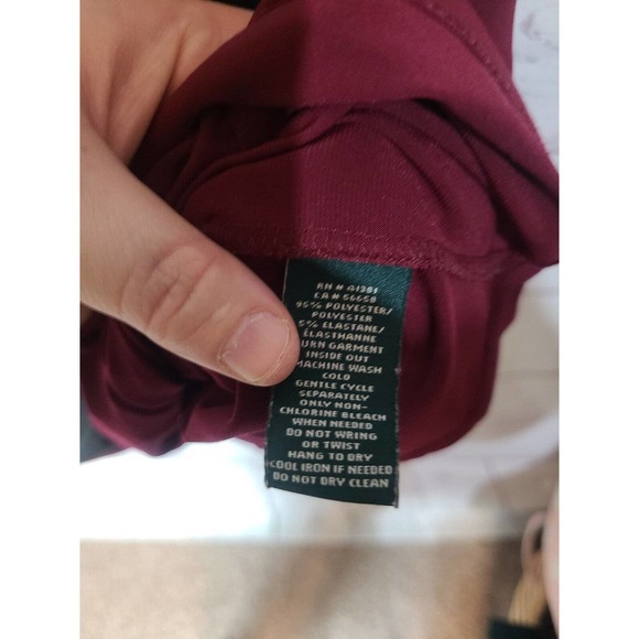 Lauren Ralph Lauren Burgundy Black Ruched Waist Sheath Dress Womans Size 10 - Picture 4 of 4